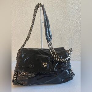 MCM patent leather shoulder bag